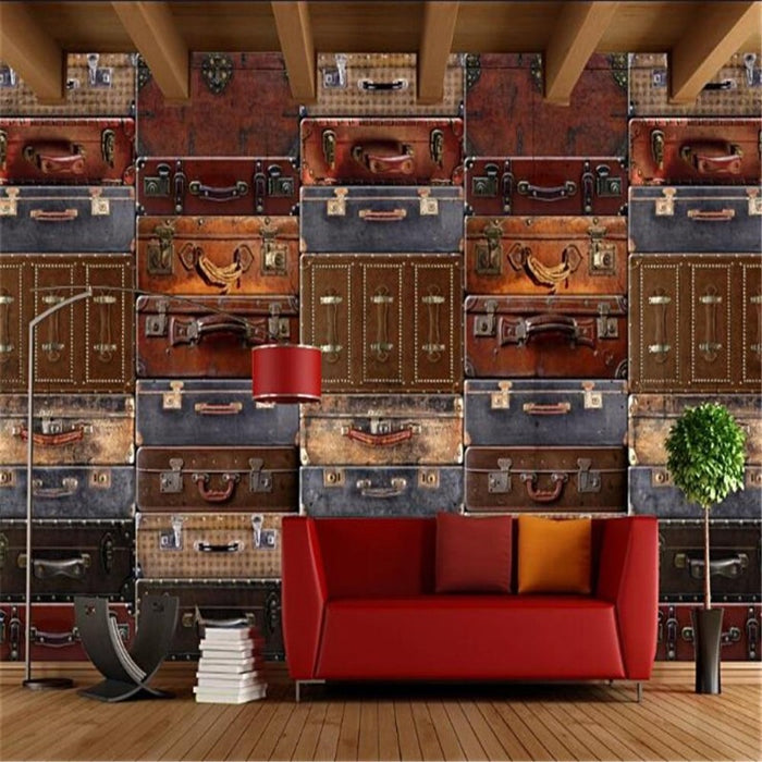 3D Retro Luggage Wallpaper