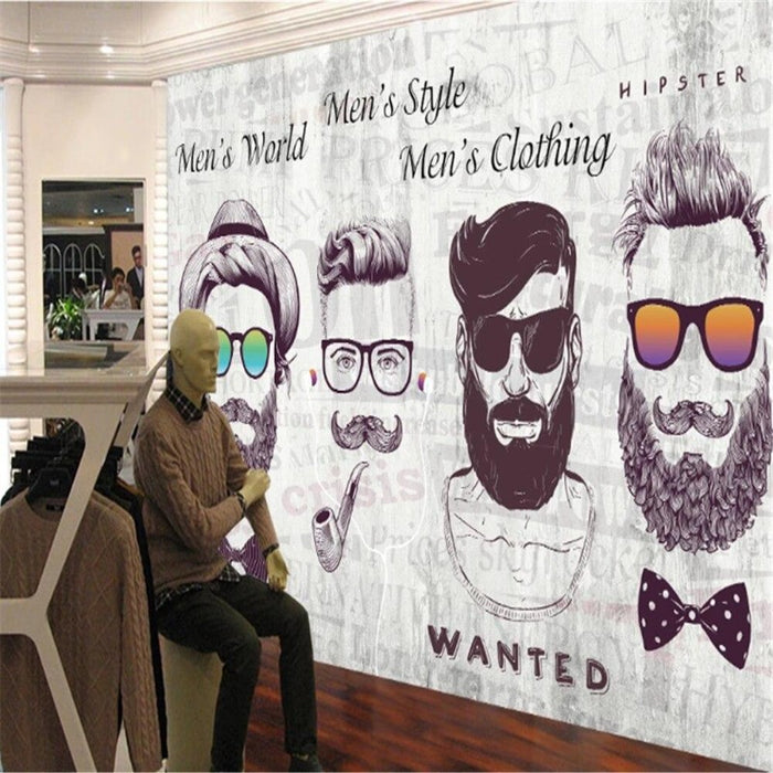 Retro Barber Shop Beard Wallpaper