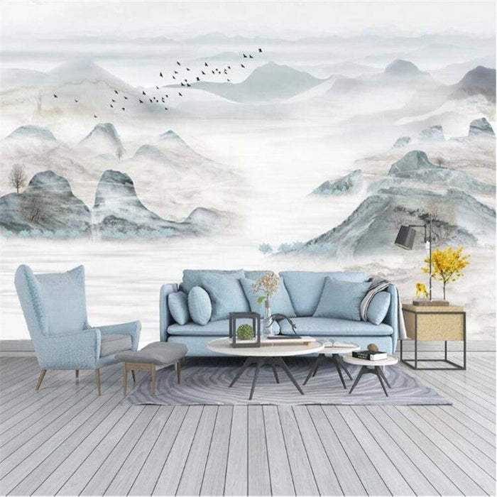 Chinese Artistic Conception Marble Landscape Wallpaper