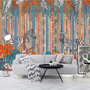 3D Tropical Zebra Wallpaper