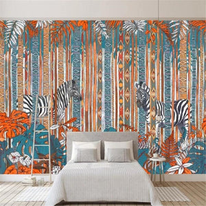 3D Tropical Zebra Wallpaper