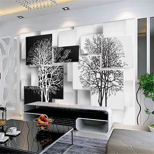 3D Tree black and white  wallpaper