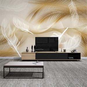 3D Luxury golden  feather wallpaper