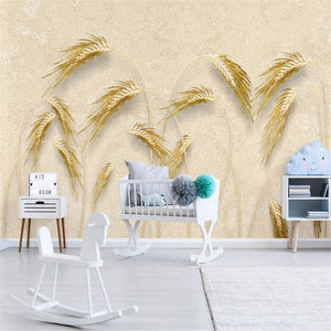 Milofi customized large 3D printing wallpaper mural modern minimalist golden reed wheat ear wheat TV background wall