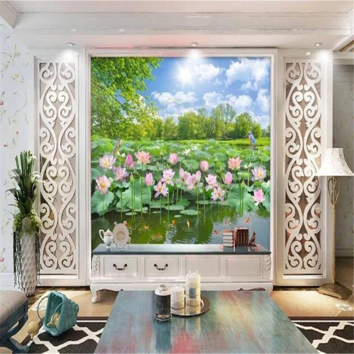 3D Lotus Landscape Wallpaper