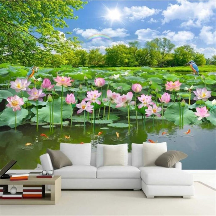 3D Lotus Landscape Wallpaper