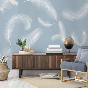 3D Watercolor white feather wallpaper