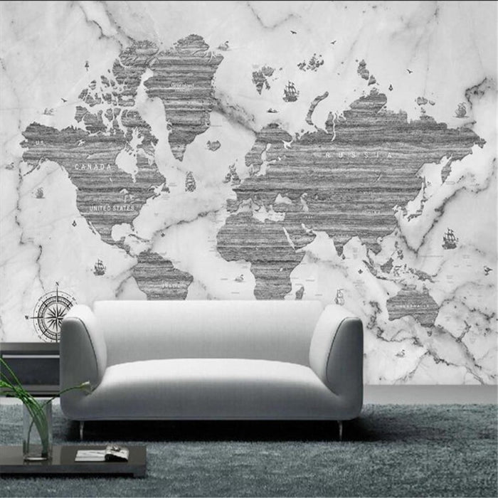 3D White World Map Wallpaper