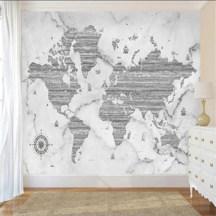 3D White World Map Wallpaper