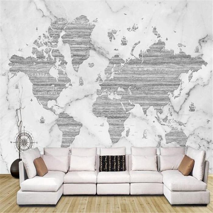 3D White World Map Wallpaper