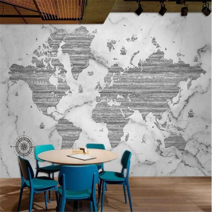 3D White World Map Wallpaper