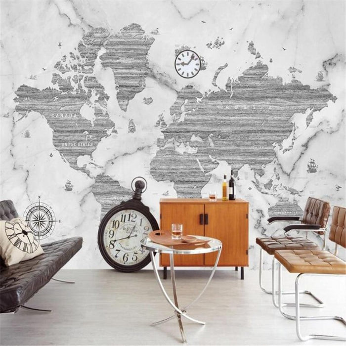 3D White World Map Wallpaper