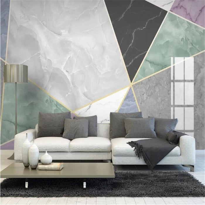 3D Geometric Marble Pattern Wallpaper