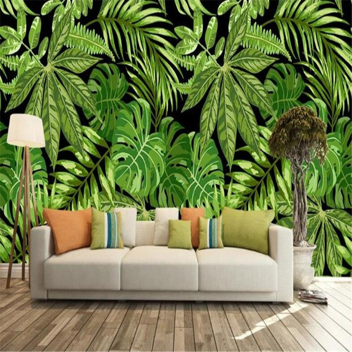 Southeast Asian Style Palm Tree Leaf Wallpaper