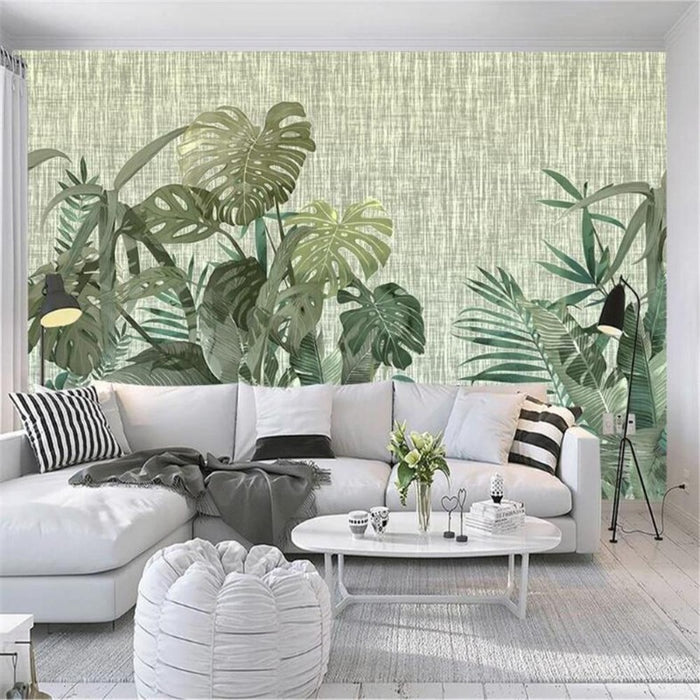 Retro Textured Tropical Rainforest Wallpaper