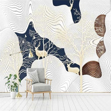 3D Wall Forest Elk Background