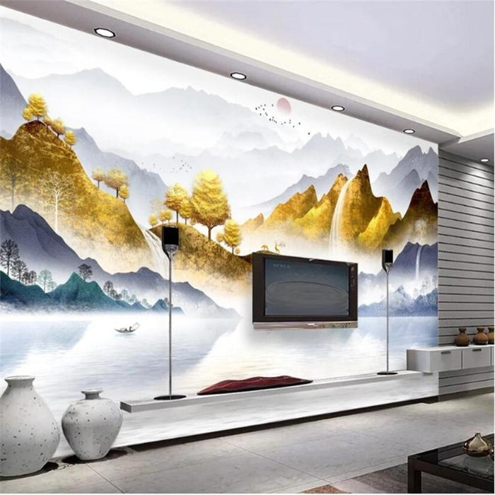 Jinshan Bafanglai Ink Mountain Range Wallpaper