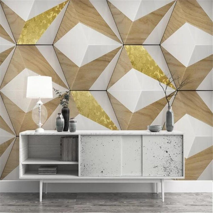 3D Golden Wood Wallpaper