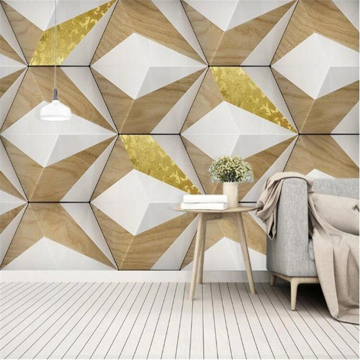 3D Golden Wood Wallpaper