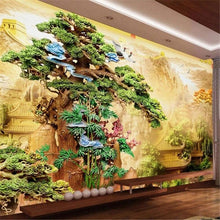 3D Boutique Wood Carving Pine Palace Wallpaper