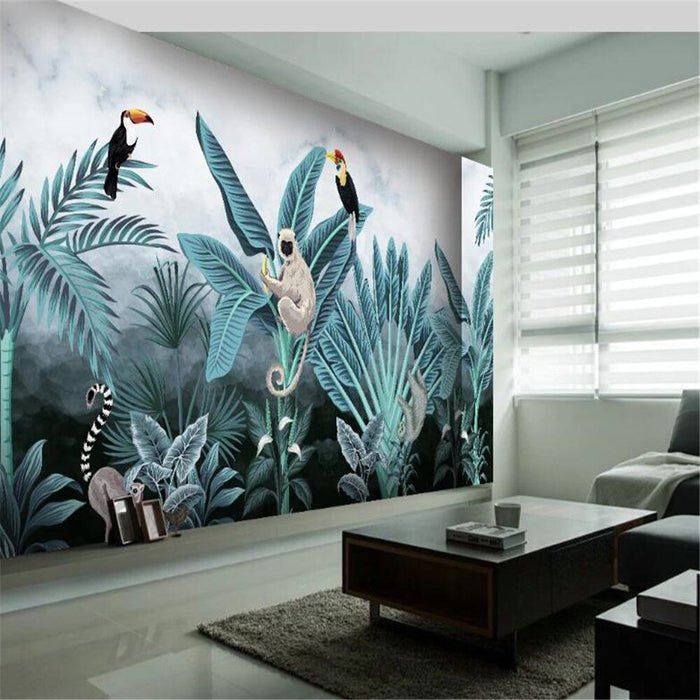 3D Tropical Rainforest Animals and Plants Wallpaper