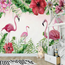 Tropical Flamingo with Plants Wallpaper
