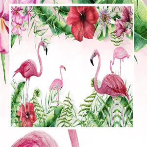 Tropical Flamingo with Plants Wallpaper