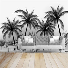 White Sketch-style Coconut Tree Wallpaper