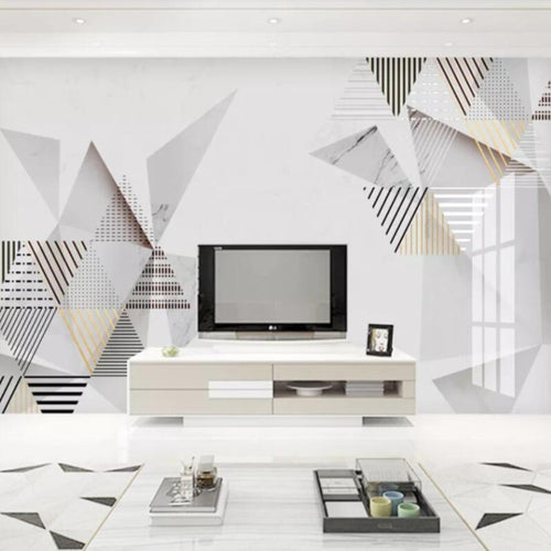 3D Geometric white marble wallpaper