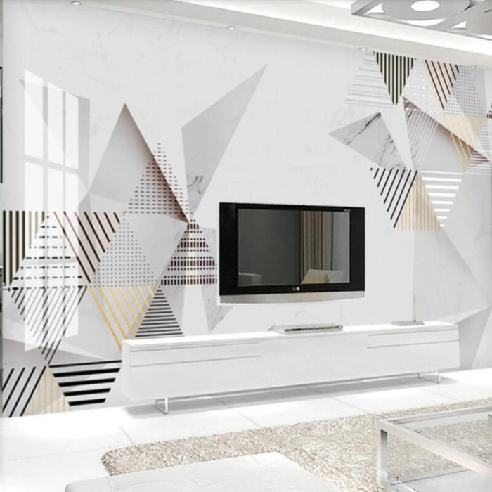 3D Geometric white marble wallpaper