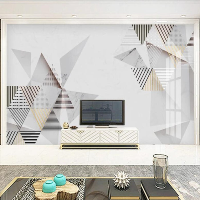 3D Geometric white marble wallpaper