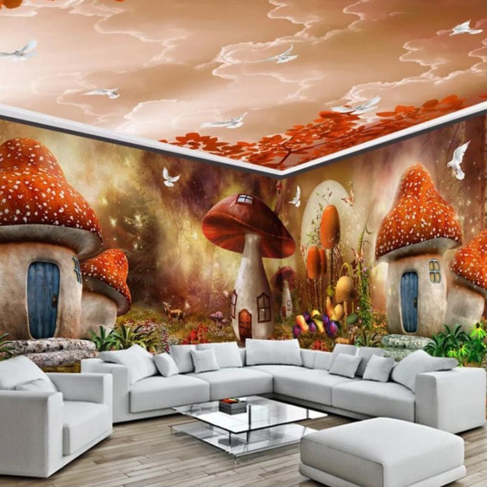 3D Fairy mushroom wallpaper