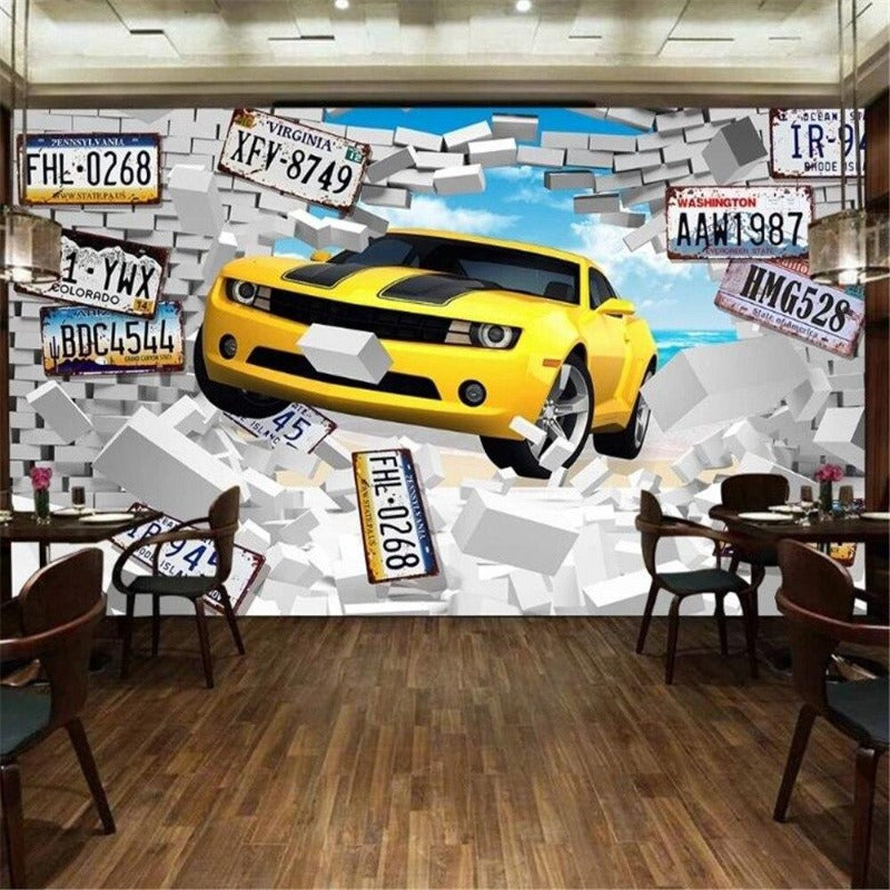 Yellow Sports Car License Plate Wallpaper