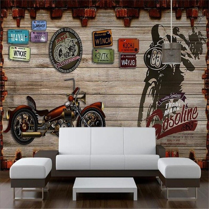 Retro Motorcycle License Plates Wallpaper