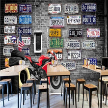 European & American Retro Brick Wall Motorcycle Wallpaper