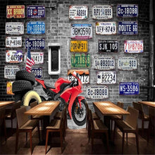 European & American Retro Brick Wall Motorcycle Wallpaper