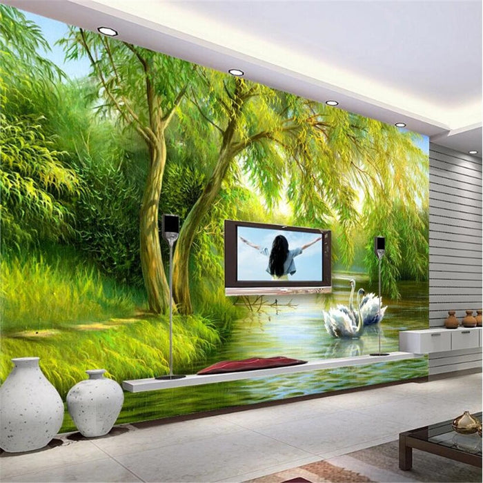 3D Swan Lake wallpaper