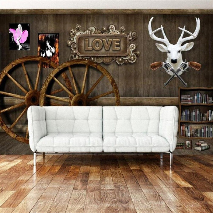 Wooden Deer Head Bar Wallpaper