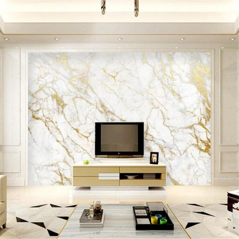 Gold and White Marble Silk Cloth Wallpaper — My Original Wallpaper