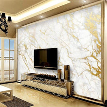 Gold and White Marble Silk Cloth Wallpaper