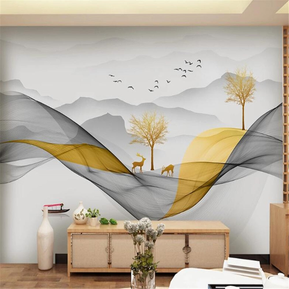 3D Gold foil lines wallpaper