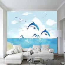 Children's Beach with Dolphins Wallpaper