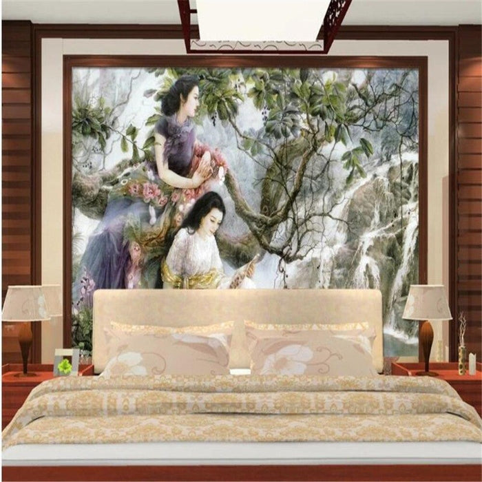 Chinese-Style Hand-Painted Mural Wallpaper