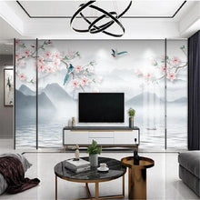 Chinese Landscape with Magnolia Bird Wallpaper