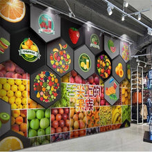 3D Hexagon Supermarket Fruit Wallpaper