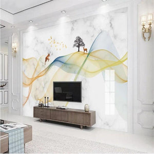 Chinese-Style Abstract Marble Landscape Wallpaper