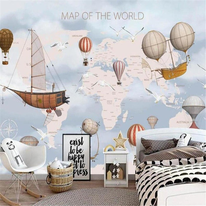 Children's Cartoon World Map Wallpaper