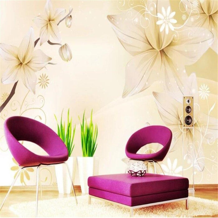 3D Lily Pattern Wallpaper