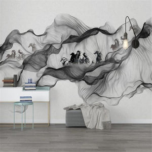 Chinese Style Eight Horses Smoke Wallpaper