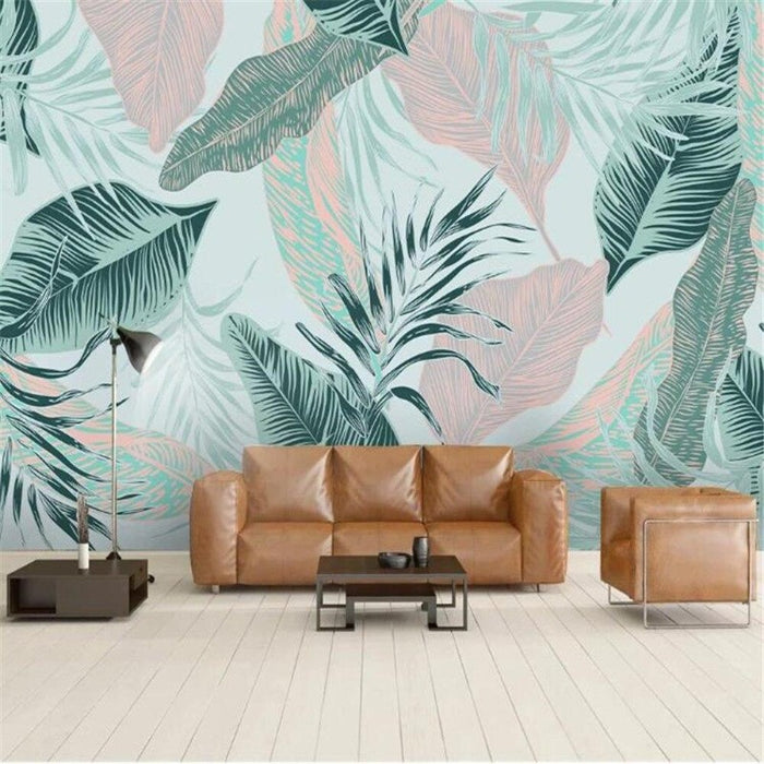 Pink Abstract Tropical Leaves Wallpaper